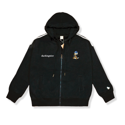 "PIZZA DUCK” ZIP UP BLACK