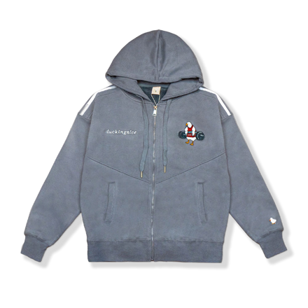 "WEIGHTLIFTING DUCK" ZIP UP SLATE