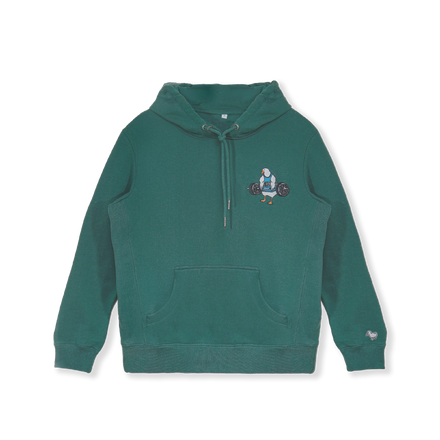 "WEIGHTLIFTING DUCK" HOODIE DEEP GREEN