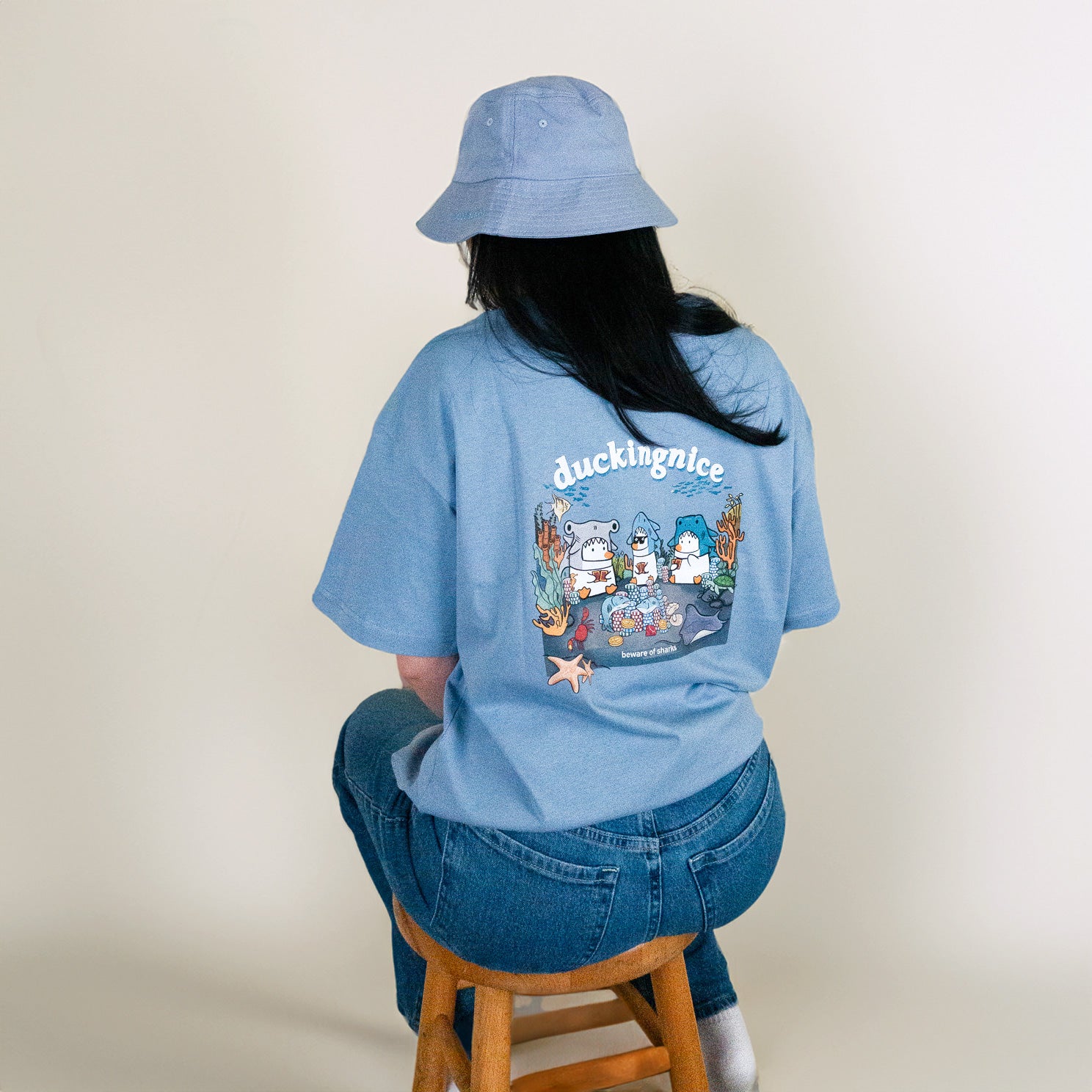 "POKER SHARKS DUCK" SHIRT BLUE