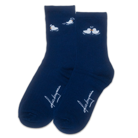 "FLOATING DUCKS IN LOVE" DEEP NAVY SOCKS