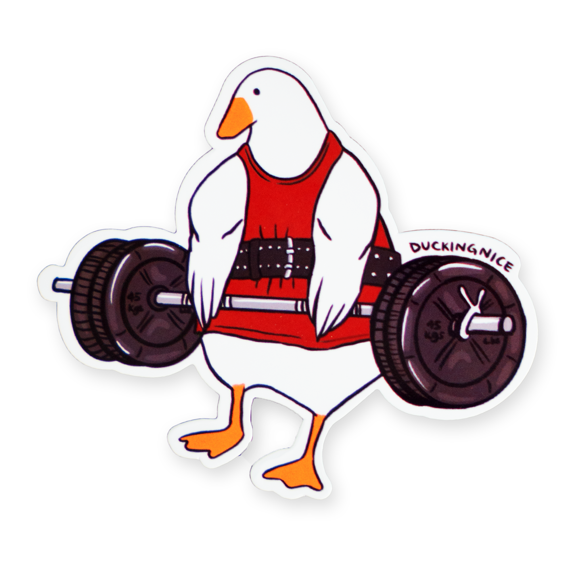 "WEIGHTLIFTING DUCK" STICKER