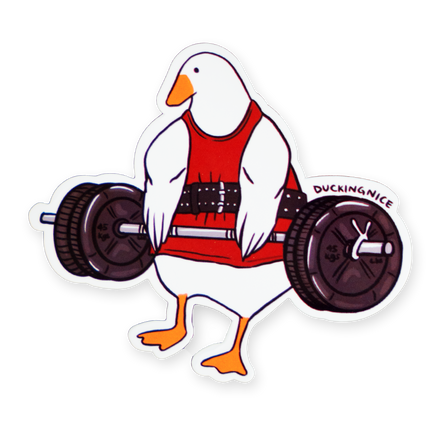 "WEIGHTLIFTING DUCK" STICKER