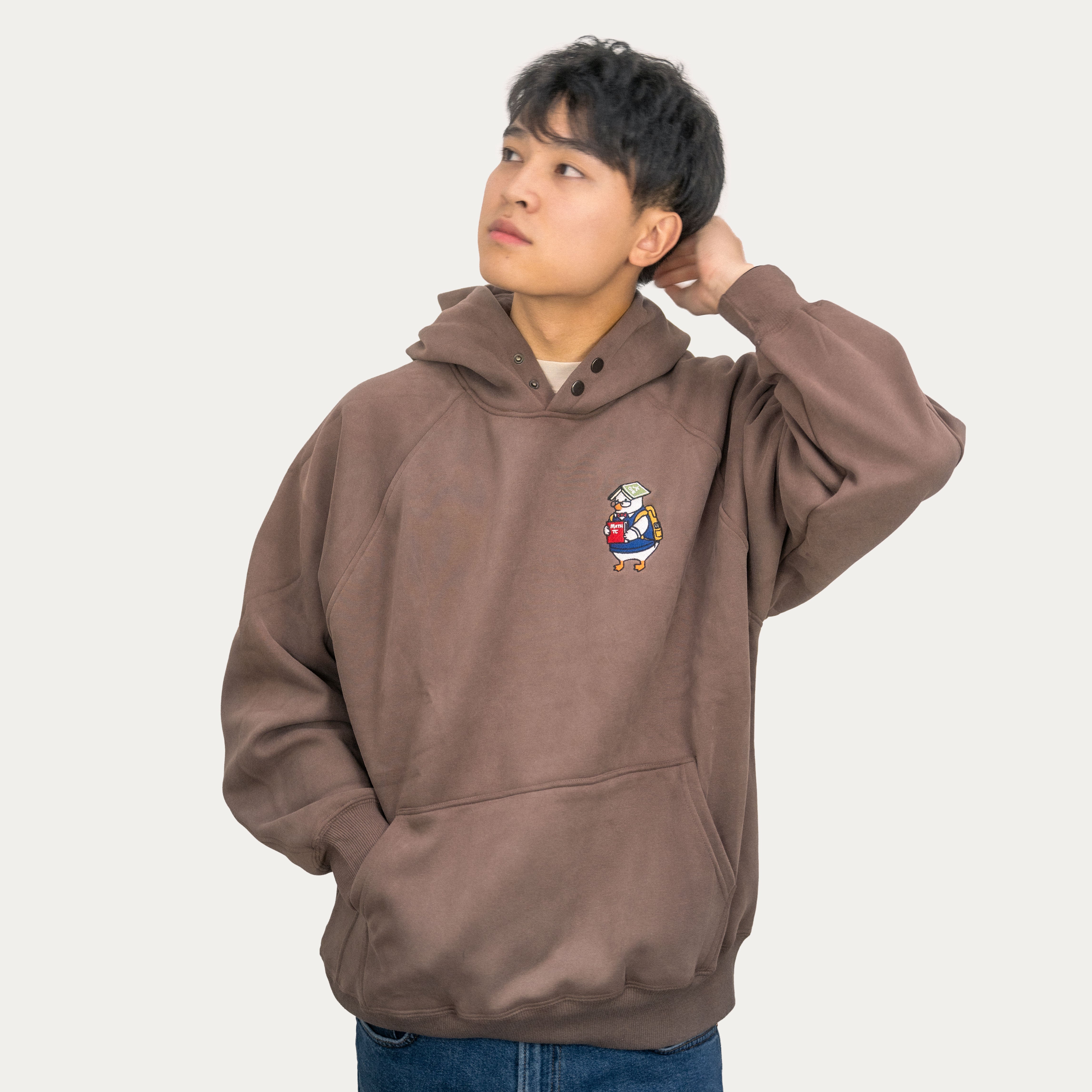 "STUDENT DUCK” HOODIE COFFEE